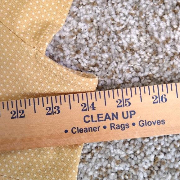 Adrianna Papell 1X Butter Yellow with White Polka Dots Flutter Sleeve Top - Picture 6 of 8